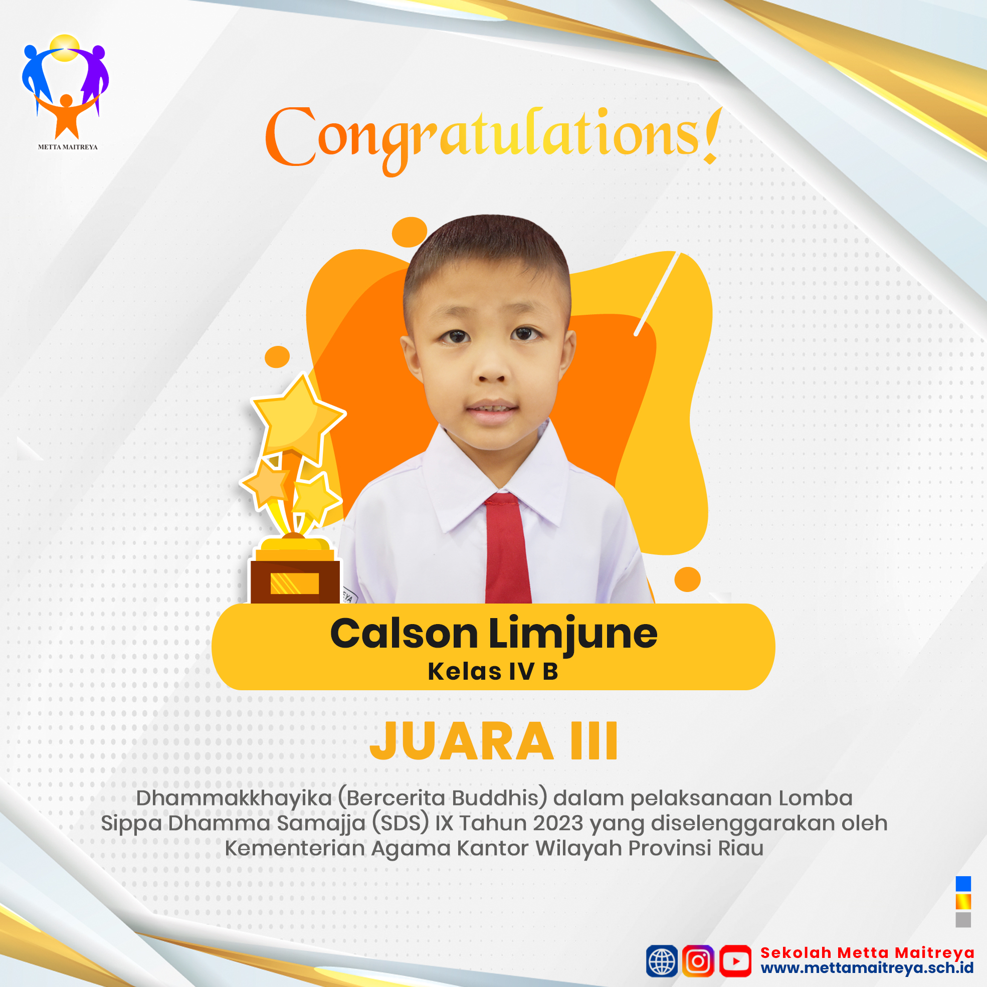 Prestasi Peserta Didik dalam Lomba Dhammakkhayika dalam Sippa Dhamma Samajja (SDS) Tahun 2023 | SD METTA MAITREYA